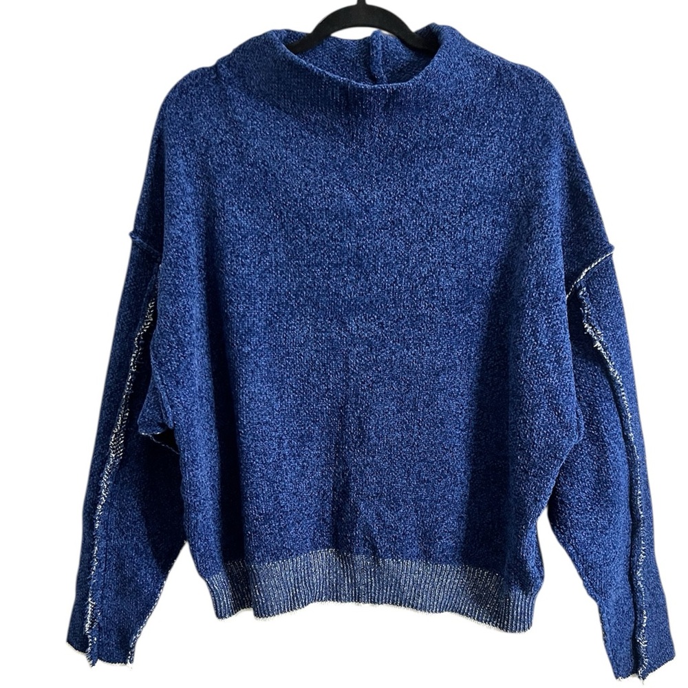 Zenana Women’s Navy Blue Exposed Seam Sweater